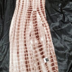 SHEIN Brown and Cream Patterned Dress